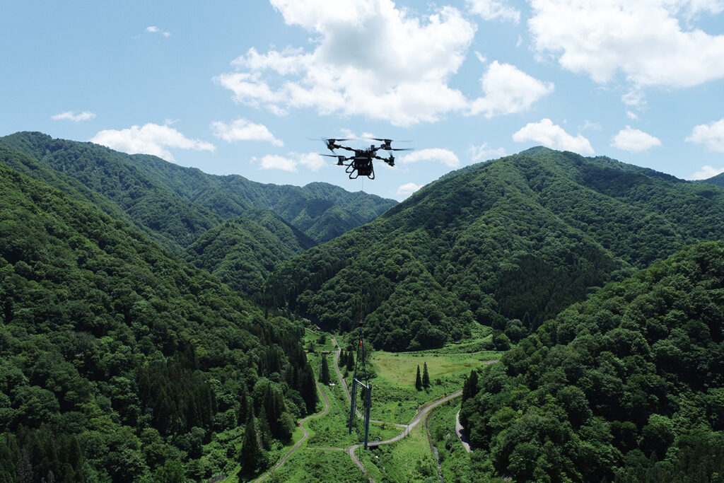 ドローン運搬・ドローン空輸｜足場資材｜福井